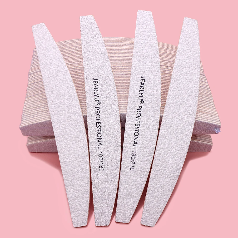 

50Pcs 100/180/240 Wood Emery Board Nail Files For Natural Nails Banana Nail Supplies For Professional Grey File Manicure Product