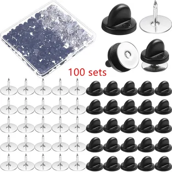 100 zestaw podkładek pod szpilki pinezki krawaty puste szpilki z bolcem tył sprzęgło motylkowe zapięcie blokujące na odznakę