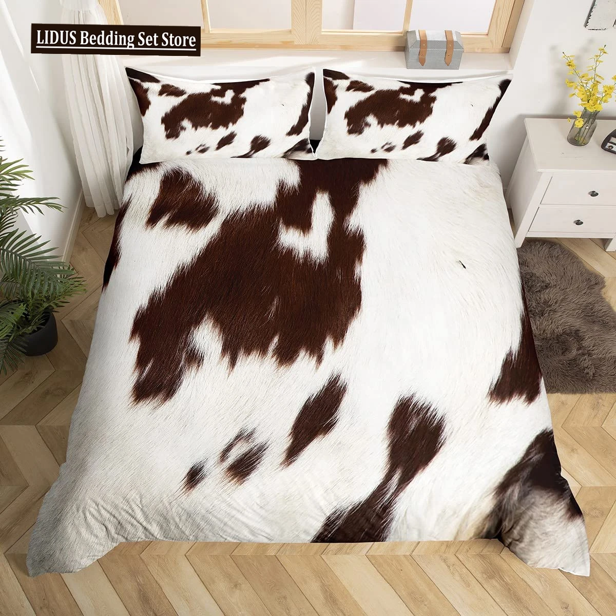 

Animal Fur Pattern Duvet Cover Set Tiger Lion Cow Leopard Polyester Comforter Cover With Pillowcase King Queen Size Bedding Set