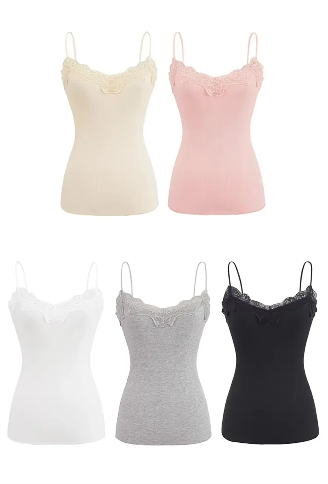 

Women Ribbed Lace Patchwork Camis Tank Tee Top Camis