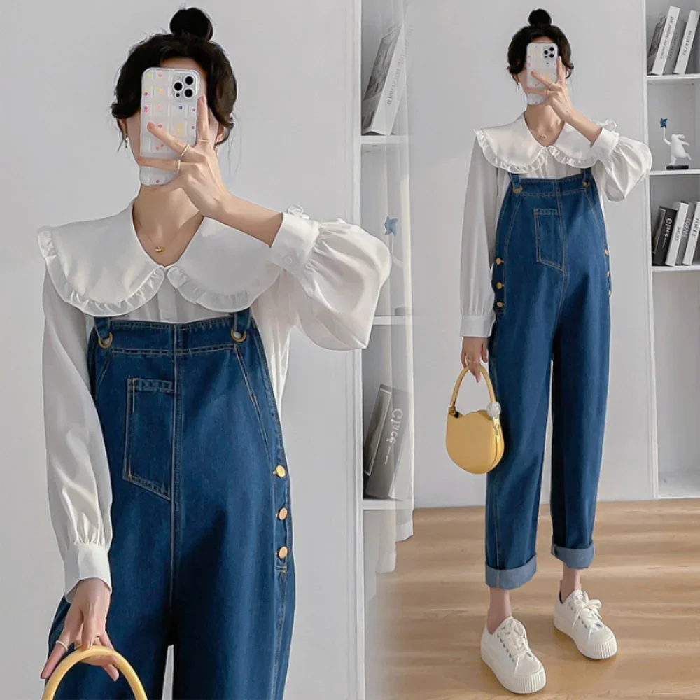 Maternity Denim Strap Jeans Trousers Suspenders Pants for Pregnant Women Overalls Jumpsuits Pregnancy photoshoot Clothing