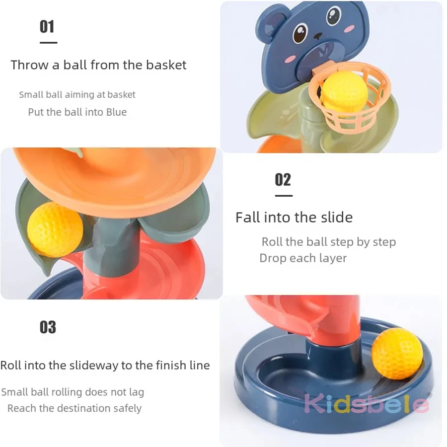 Brinquedo montessori de torre de bola para bebês de 6 a 18 meses, rampa de bola rolante para coordenação olho-mão e jogo sensorial