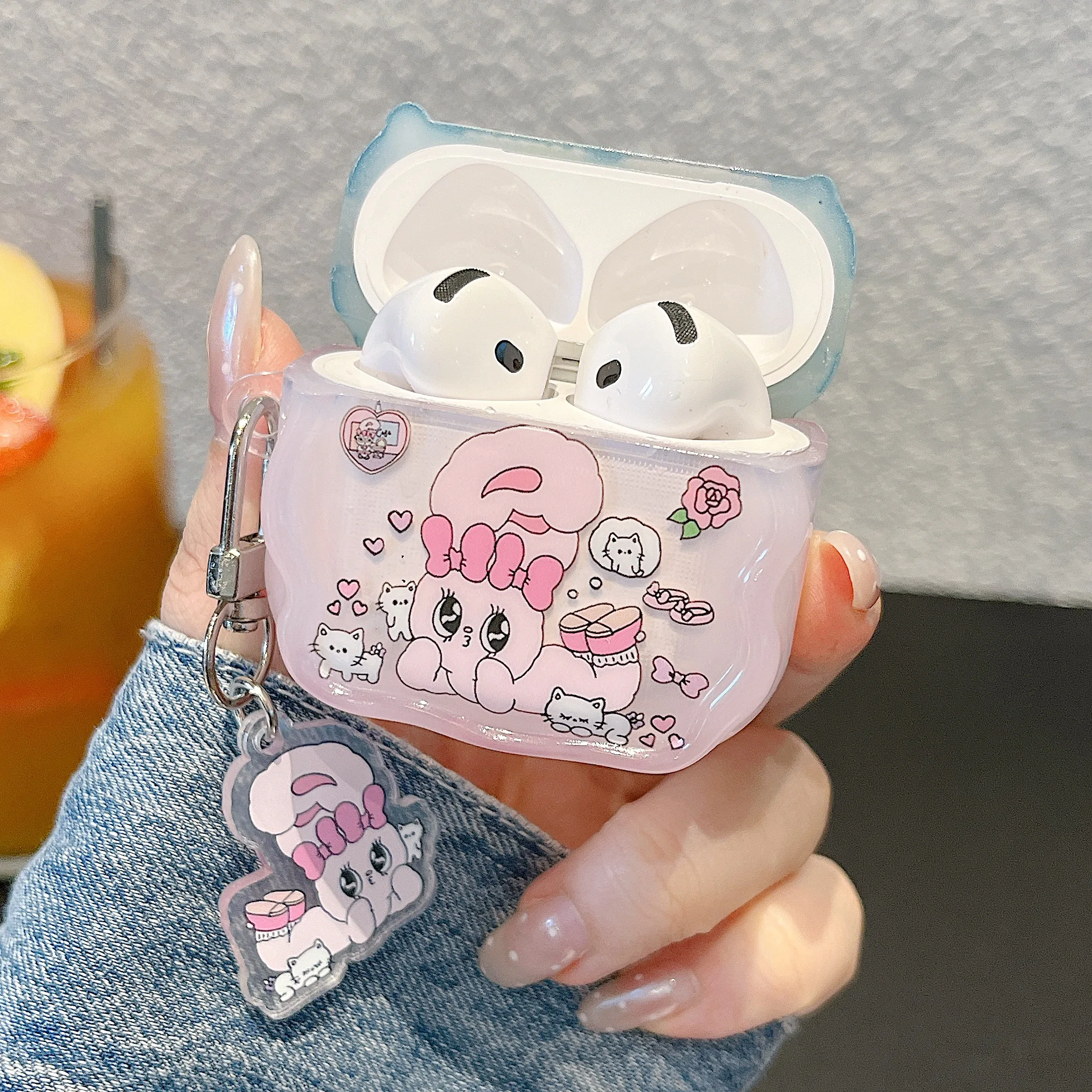 Earphone Cases For AirPods Pro3/Pro2 Soft Cover, Cute Esther Bunnyar Cartoon Anti-Drop Case For AirPods1/2/3/4 generation