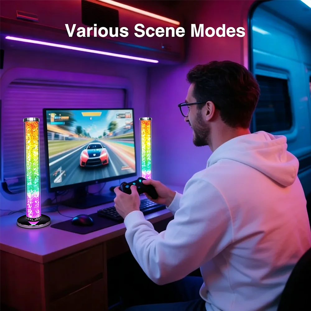 RGB Acryl-Diamant Desktop-Ambientelicht 360° °   Leuchtende Musik-Synchronisationslampe APP-Fernbedienung USB-Betriebenes Gaming-Dekorationslicht