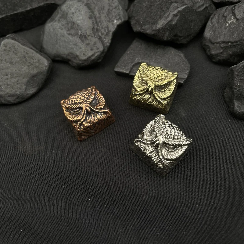 Owl Themed Keycap Original Pure Copper Personalized Metal Material Cross Axis Hole Single Piece Secondary Molding Process Cool