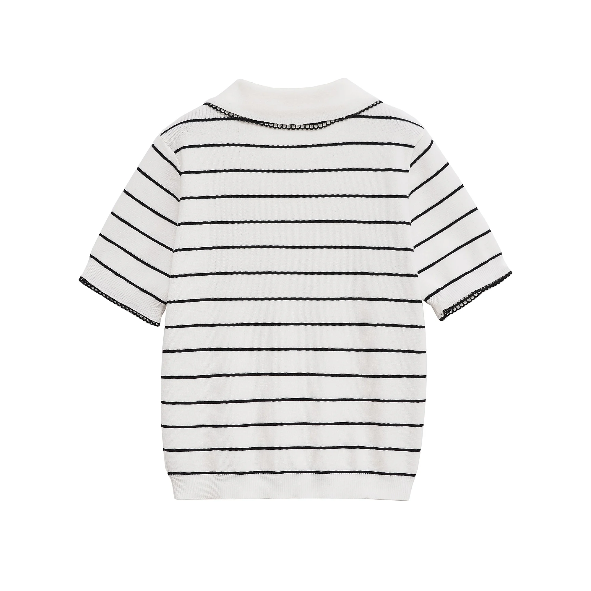 Damskie koszulki polo vintage, bluzki damskie w paski z krótkim rękawem, dzianinowe ubrania golfowe, nowe długie bluzy i topy 2142040