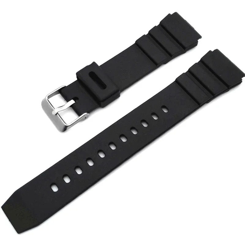 18 20 22 24 26 28 mm Silicone Watch Strap for Casio W800H Black PU Resin Bracelet SGW400 F91W F84 F105/108/A158/168 AE1200/1300