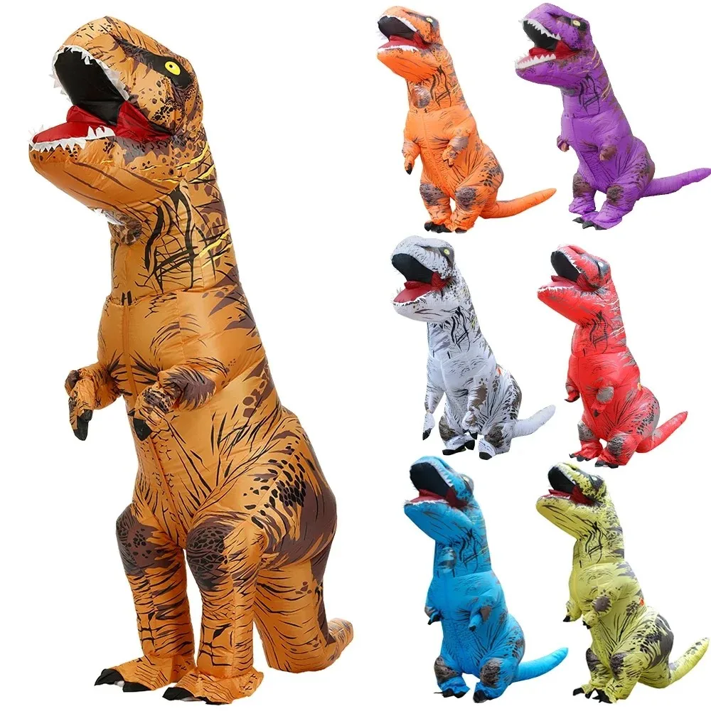 

T-rex inflatable uit Tyrannosaurus Dinosaur Costume Child Kids Adult Role-playing Fancy Halloween Mascot Party Apparel