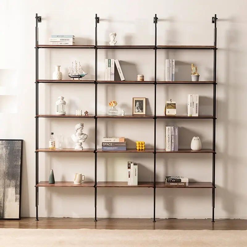 

Минималистичный книжный стеллаж для гостиной из массива дерева, многоярусная полка, настенный книжный шкаф из кованого железа, полка для домашнего декора