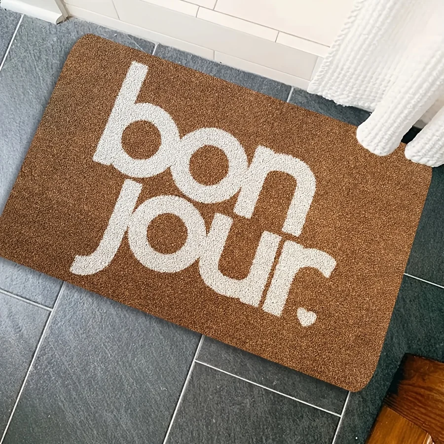 1pc Simple Letter Slogan Design Welcome Doormat, Non-Slip Door Mat, Machine Washable, All-Season Floor Mat, Suitable for Courtyards, Garden Patios, Entryways, Game Rooms, Bedroom Doors, Balconies, RVs, Outdoor Spaces, Etc. Printed Floor Mat