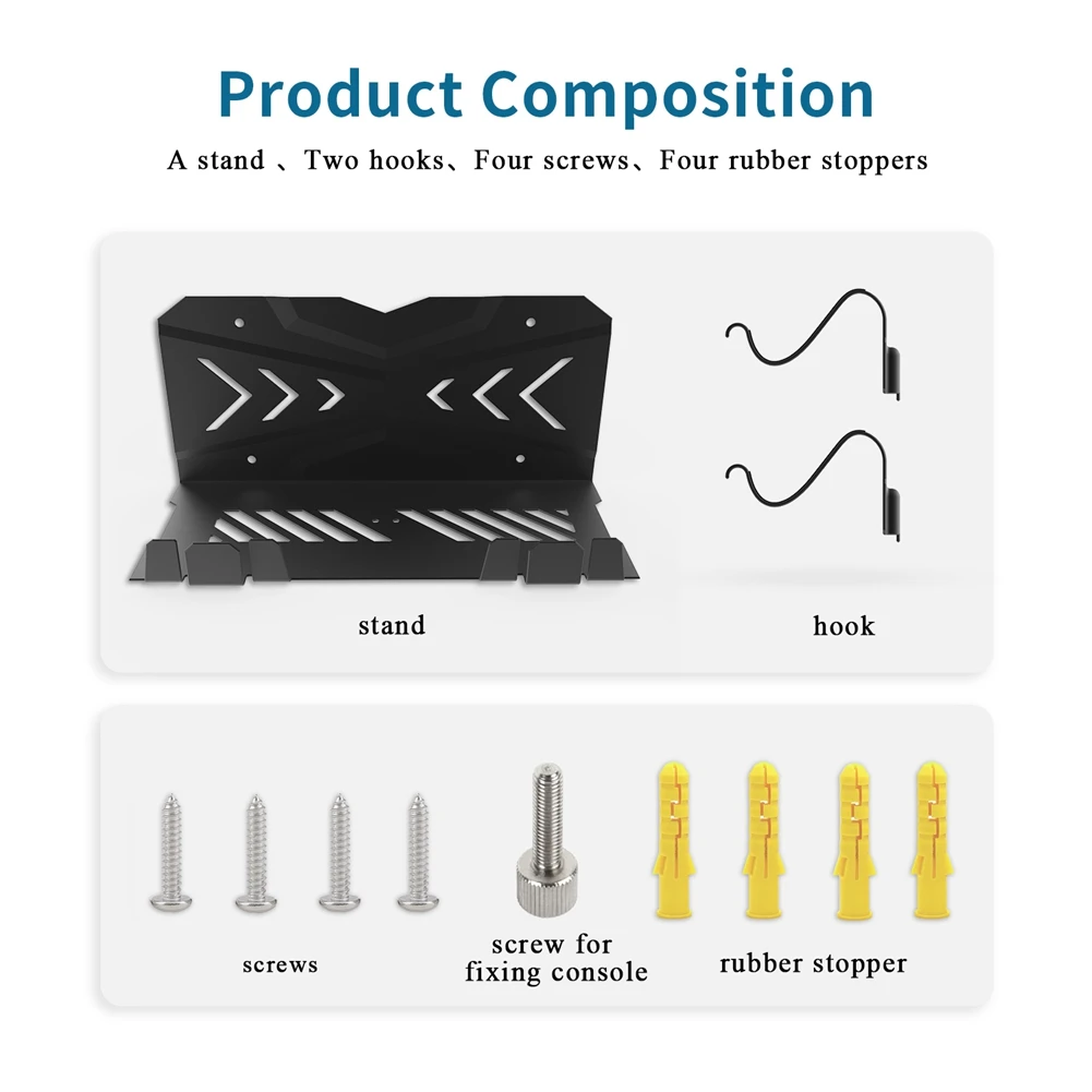 แท่นยึดติดผนังสำหรับคอนโซล PS5มีตัวยึดคอนโทรลเลอร์2ตัวระบบการติดตั้งแบบมองไม่เห็นตัวยึดผนัง