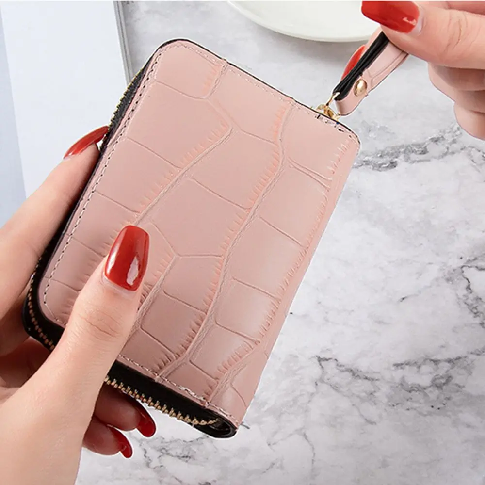 PU Leather Slim Zipper Case, titular do cartão, carteira, cartão de crédito, identificação, titular do cartão bancário