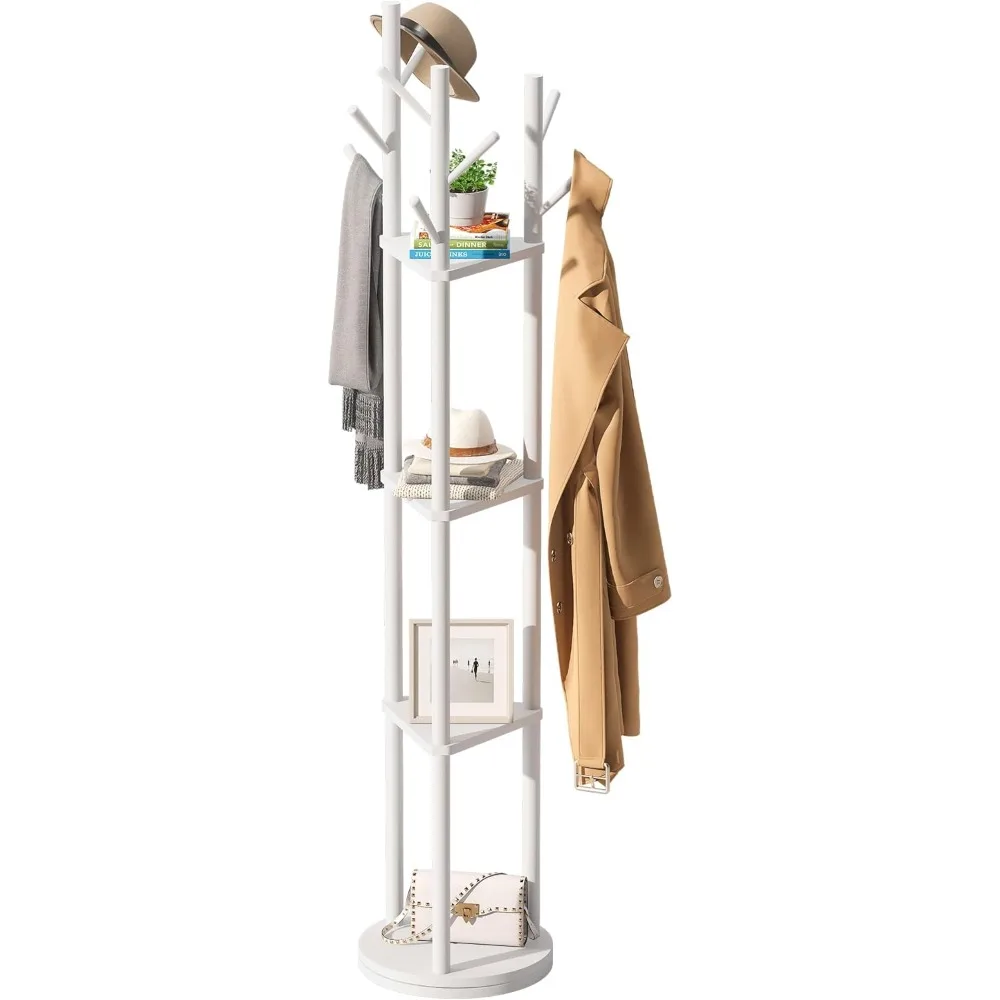 

Coat Rack Rotary Freestanding with Shelf Coat Tree Rack Stand for Hallway Entryway