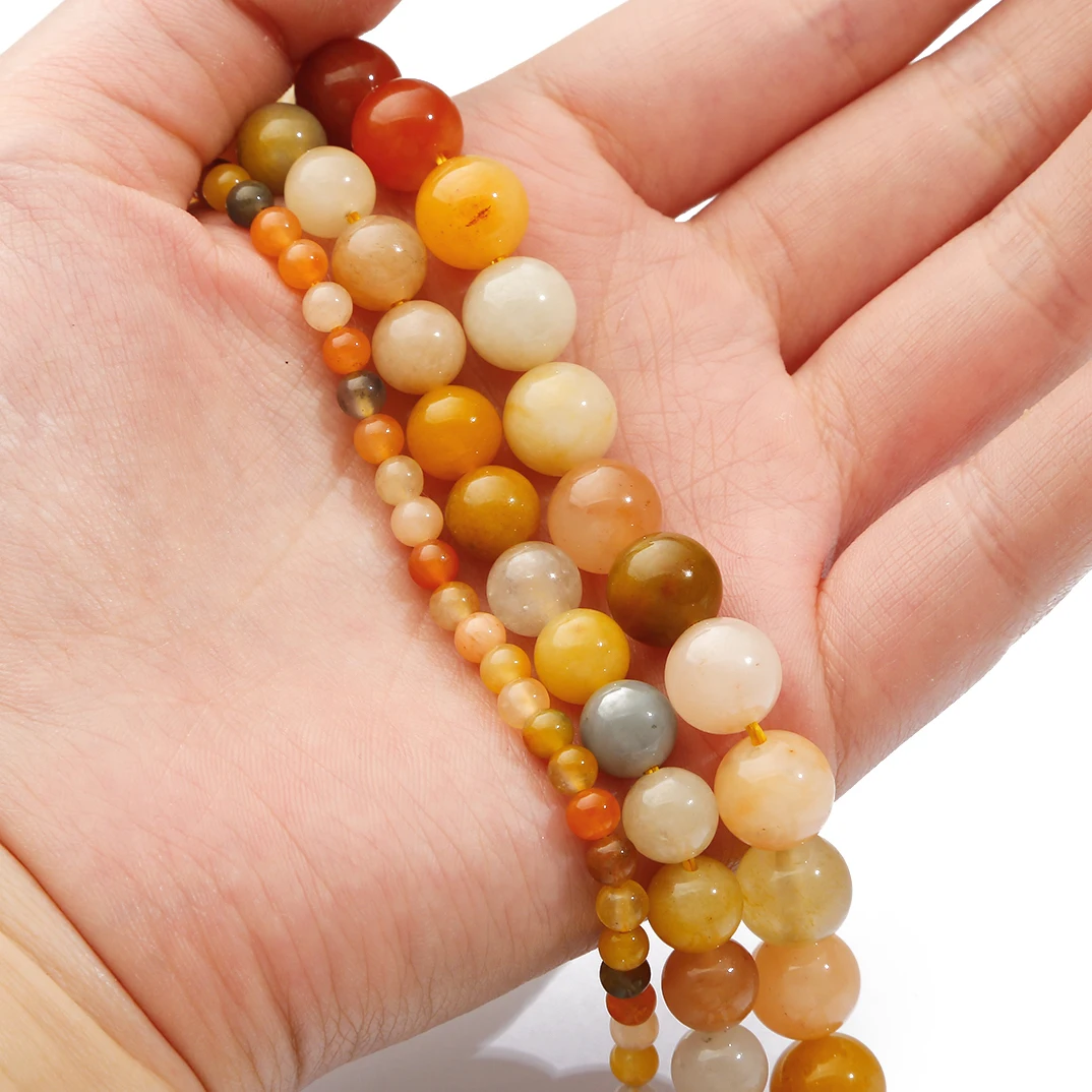 

Natural Orange Stripes Agates Stone Beads Round Loose Spacer Beads For Jewelry Making DIY Bracelet Necklace Accessories