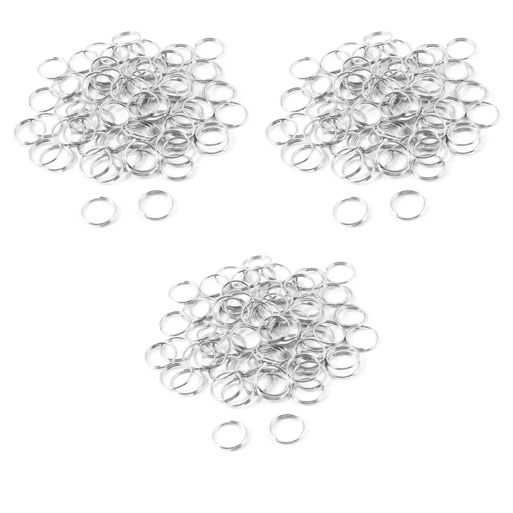 10Mm Dia Silver Tone Metal Split Loop Key Rings Holders Replacement 240 Pcs
