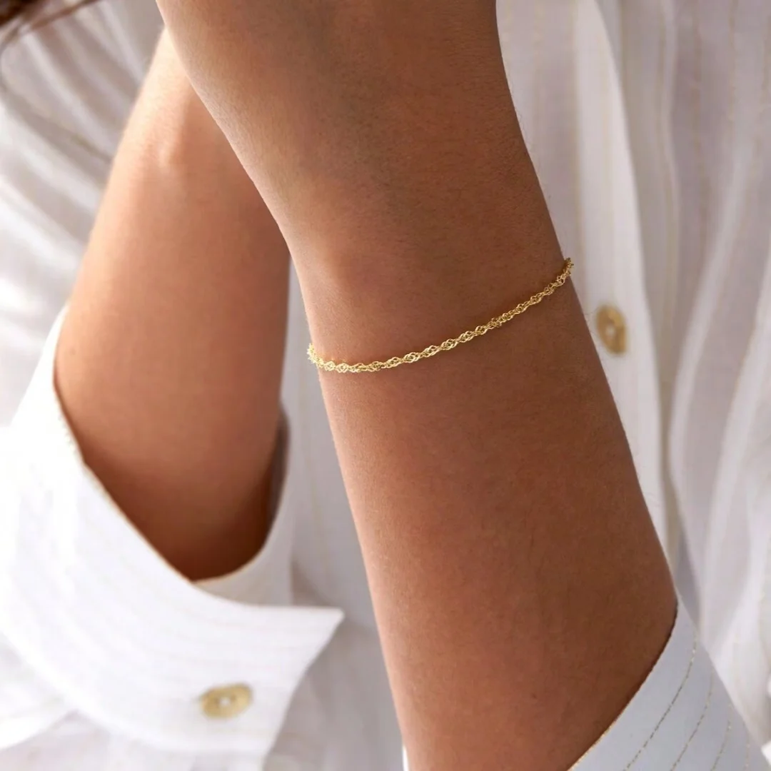 Simple Chain Bracelet Stainless Steel Fashion Bohemian Style Water Corrugated Dinner Friend Gift Suitable For Women's Daily Wear