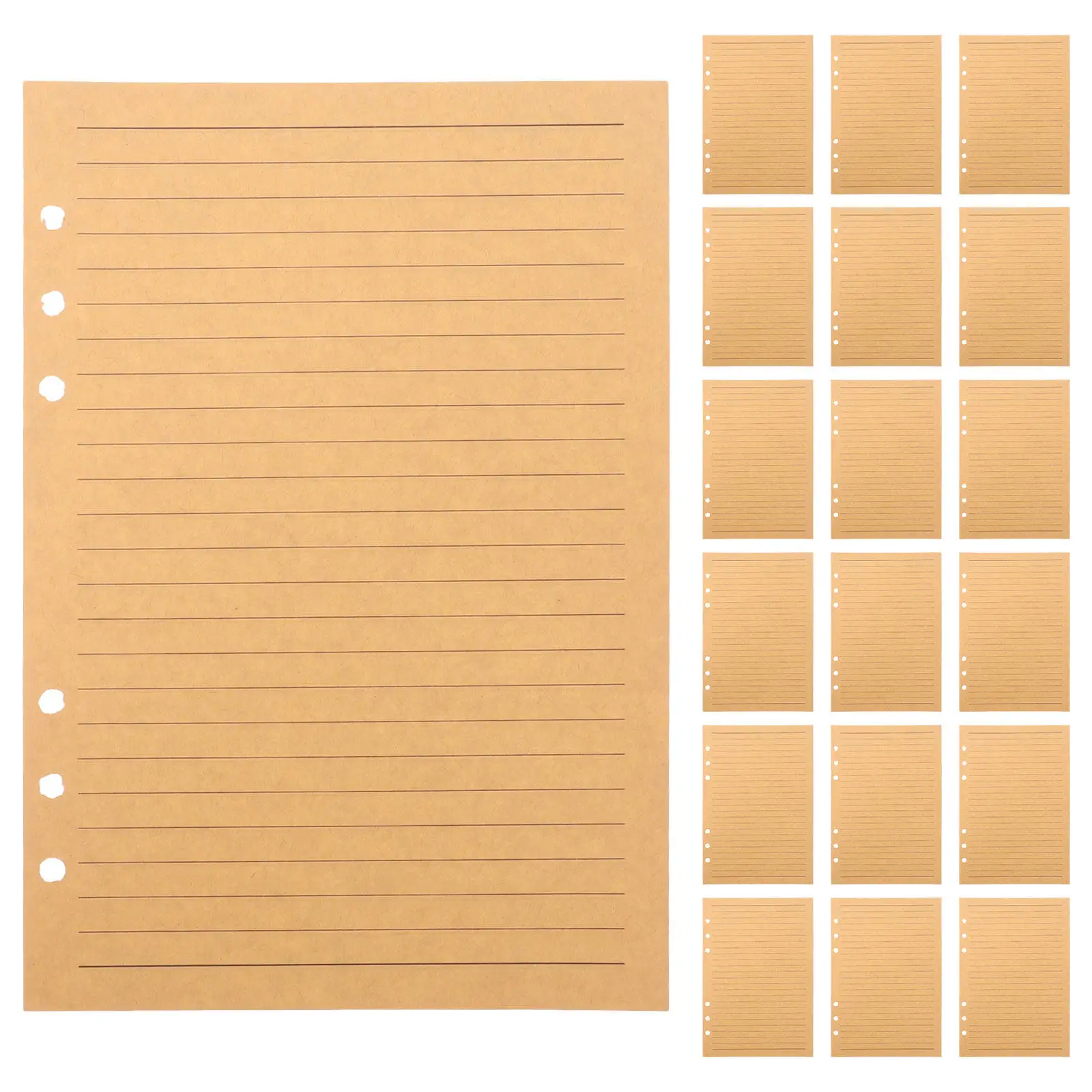 

A5 Brown Kraft Paper Refill 80 Sheets Lined Notebook Insert for Binder Journal Portable Vintage Style Writing Paper