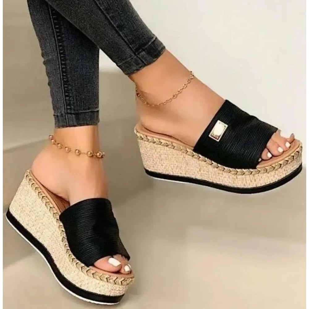 

Womens High Heels Thick Bottom Casual Shoes Ladies Leisure Summer Wedges Sandals Woman Shoes Women Platform Mules Slipper