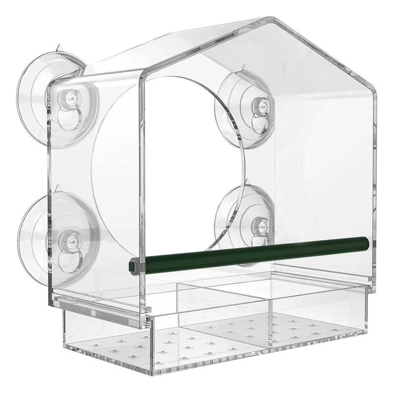 Window Bird Feeder For Outside With Strong Suction Cups, Fits For Cardinals, Finches, Chickadees Etc