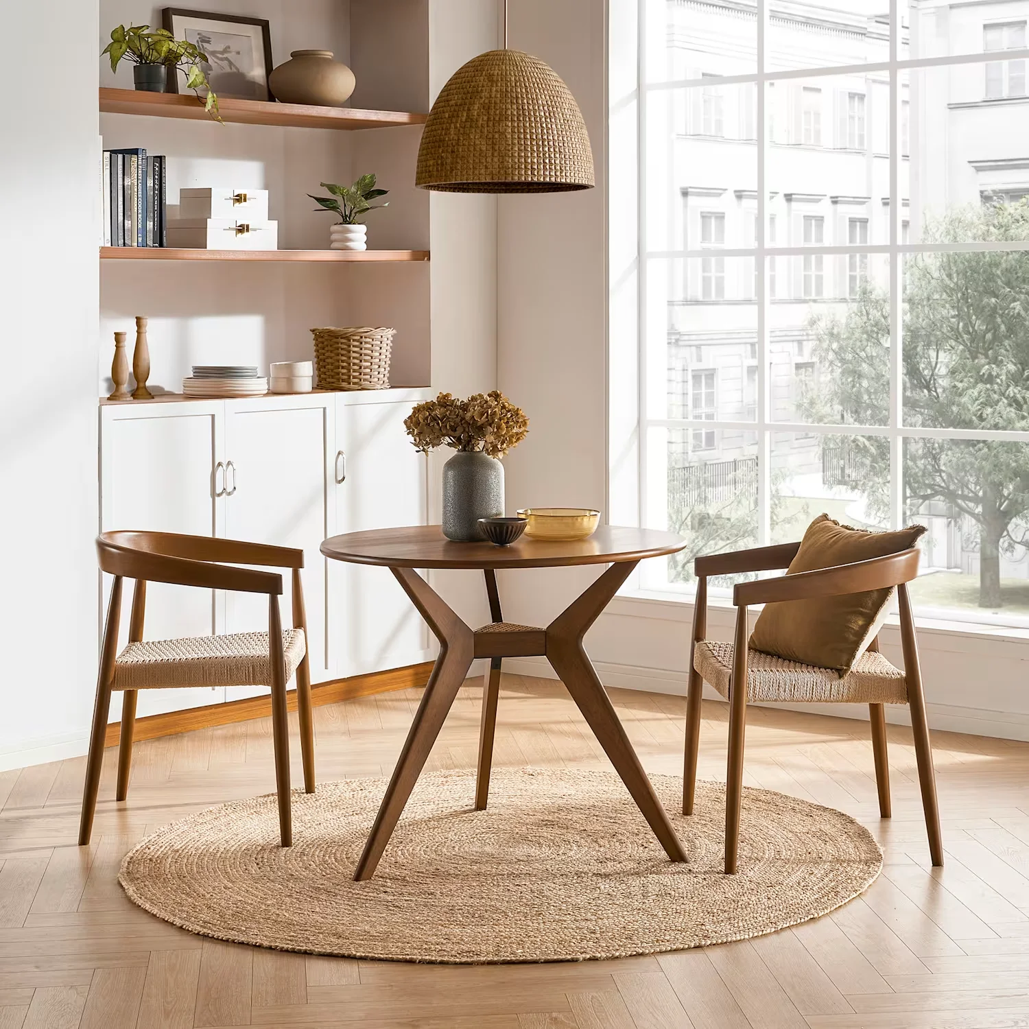 *Minimalist Style Indoor Dinning Room Table Furniture Customizable Solid Wood Dining Table & Chair Kit