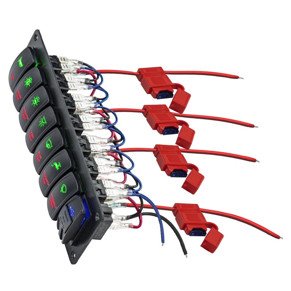 Panel przełącznika kołyskowego 7-gniazdowego USB Samochód Łódź Marine RV Truck 12V 24V