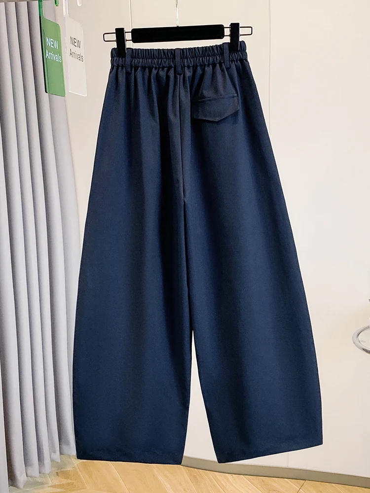 Authentic Fall High Waist Straight Leg Wide Leg Pants Women's Casual Trousers Elastic Belly Cover Knife  Pants