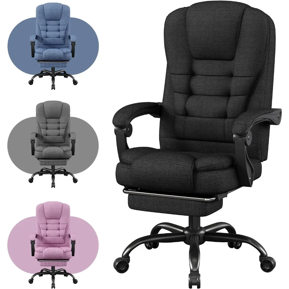 

Большое регулируемое по высоте игровое кресло из ткани с подставкой для ног, 360° ° Вращающееся основание и регулируемое по высоте кресло руководителя для взрослых