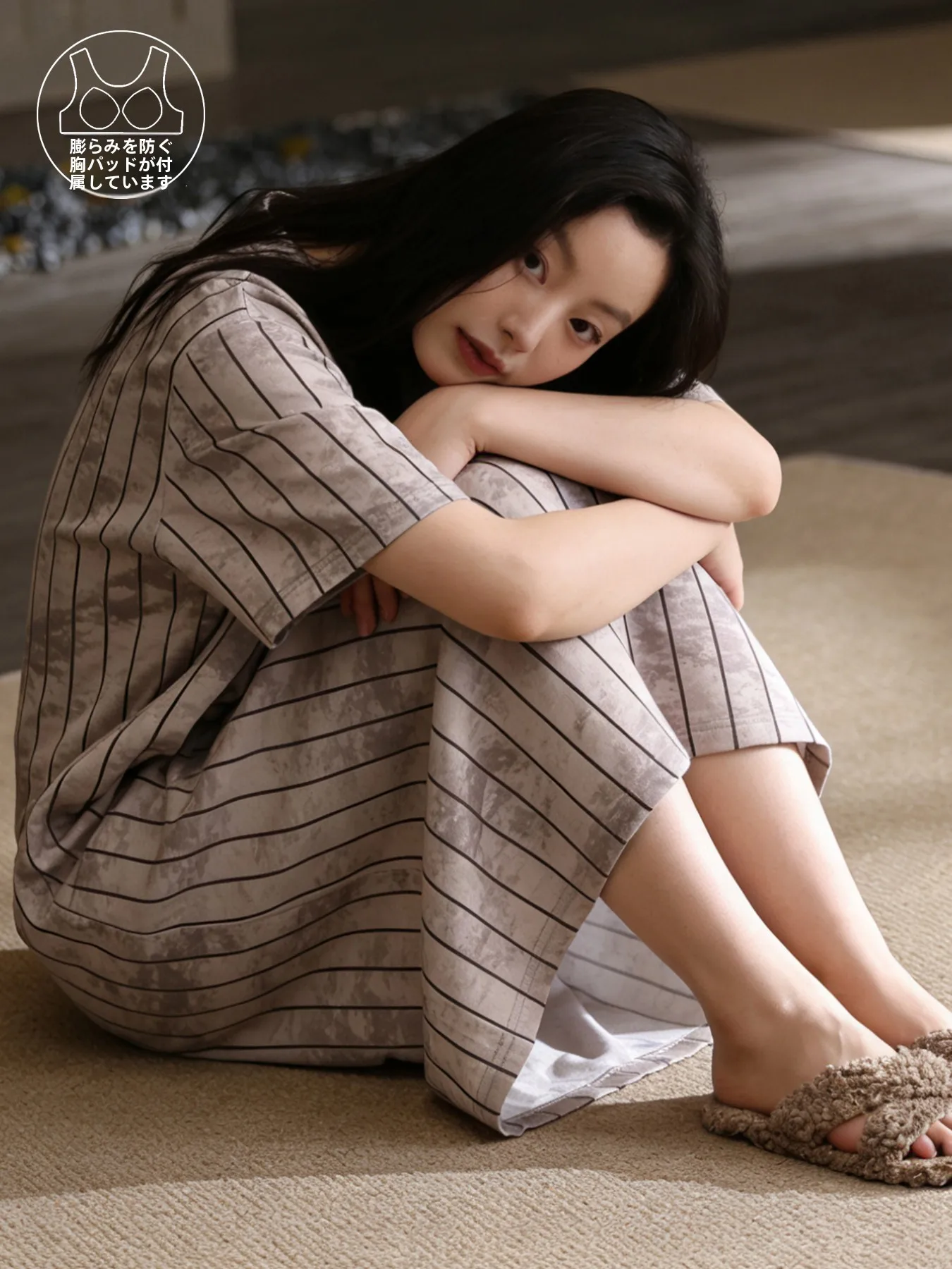 純綿女性の寝間着半袖ロングドレス軽量夏カジュアルホーム服快適な通気性のあるナイトガウン