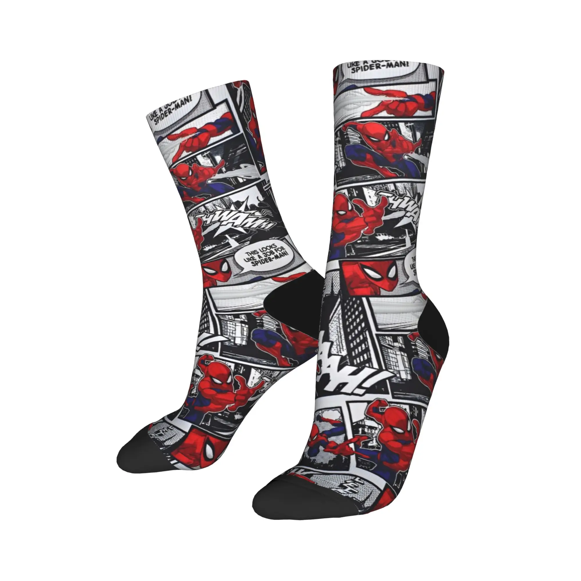 Calzini da uomo alla moda Harajuku Spidermans Hero Sock Poliestere Skateboard Calzino da donna Primavera Estate Autunno Inverno