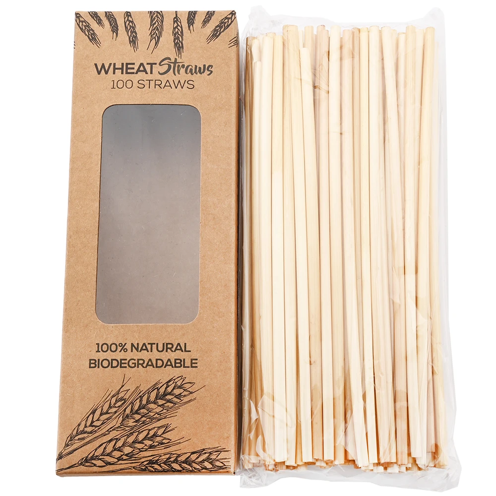 100/200pcs Disposable Straws Natural Wheat Straw 100% Biodegradable Straw Environmentally Friendly Straw Set For Bar Accessories