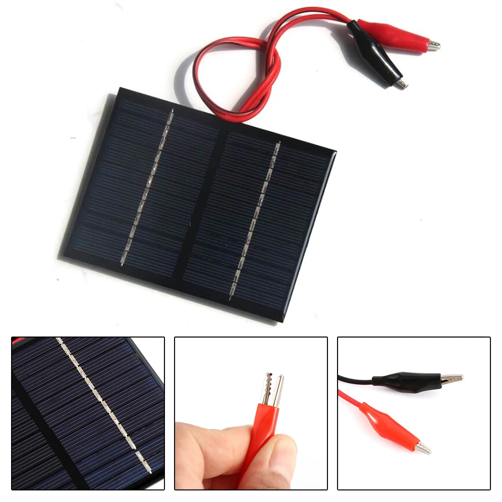 

Lightweight 1 5W Portable Solar Panel with Clip Attachment Perfect for Camping and DIY Enthusiasts Looking to Charge Batteries
