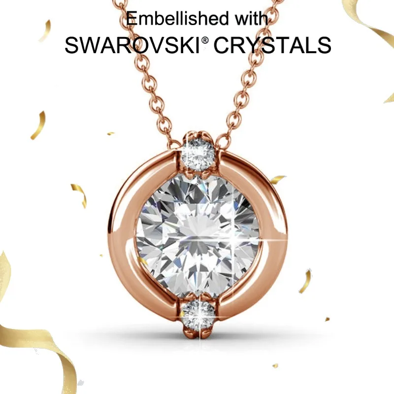 

Daisini 925 Sterling Silver Elegant Minimalist Women Pendant Necklace with Swarovski Crystals 18k White Gold Plated