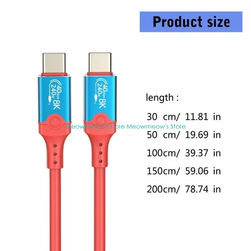 W91A Cable USB4 Extension Cable 240W 8K USB C 40GBPS Cable Cable 8K@60Hz