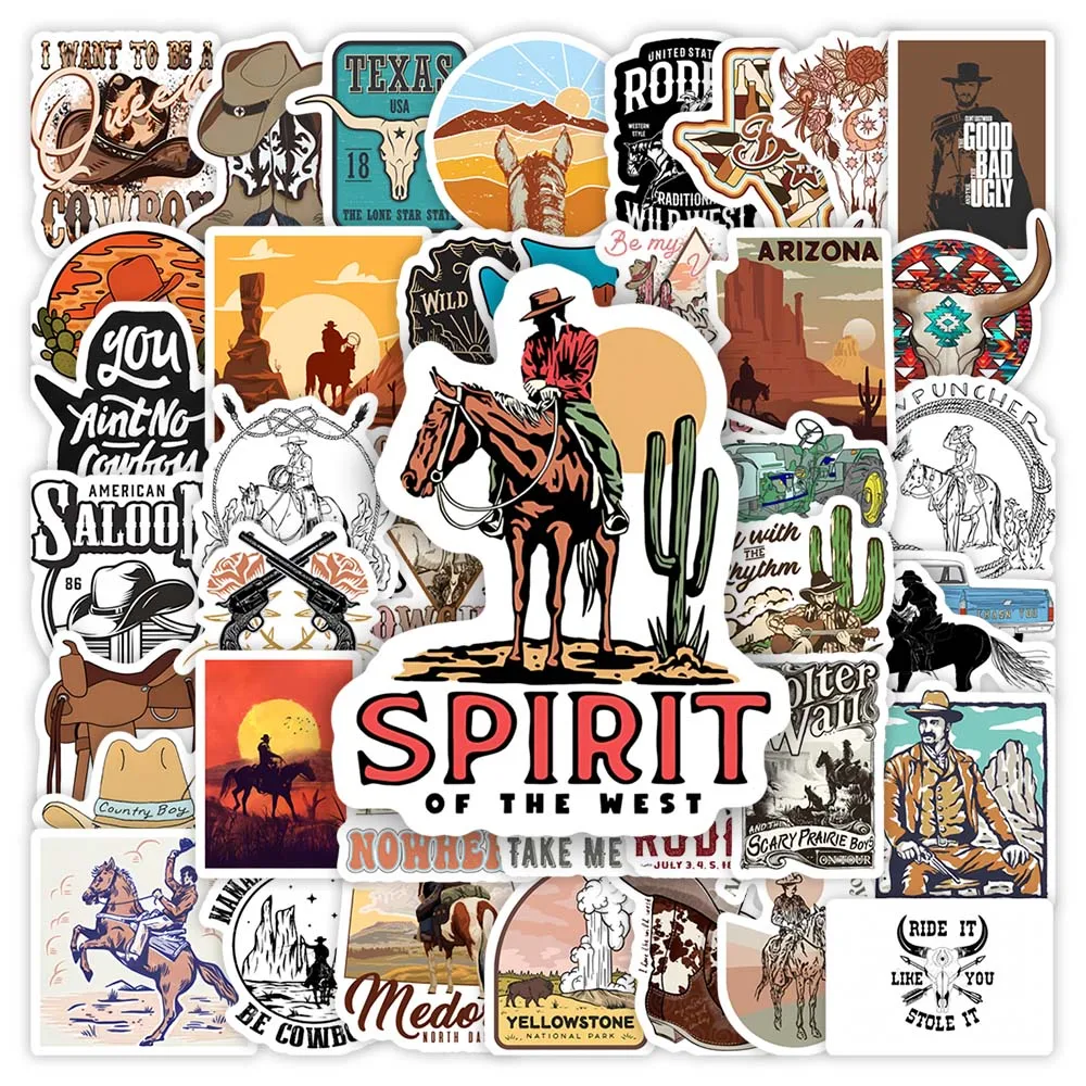 Pegatina de vaqueros occidentales de Texas DIY, juguete para regalo para niños, calcomanía decorativa para álbum de recortes, portátil, teléfono, botellas de equipaje, resistente al agua