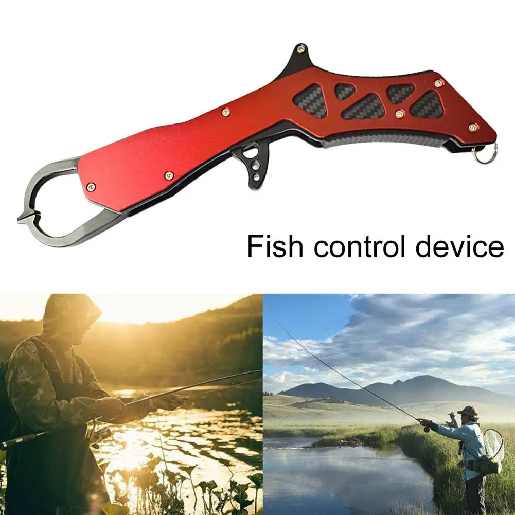 Fish Lip Gripper Collapsible Anti-Scratch  Aluminum Alloy Fishing Lip Grabber Ergonomic Design Foldable Fish Lip Gripper Holder