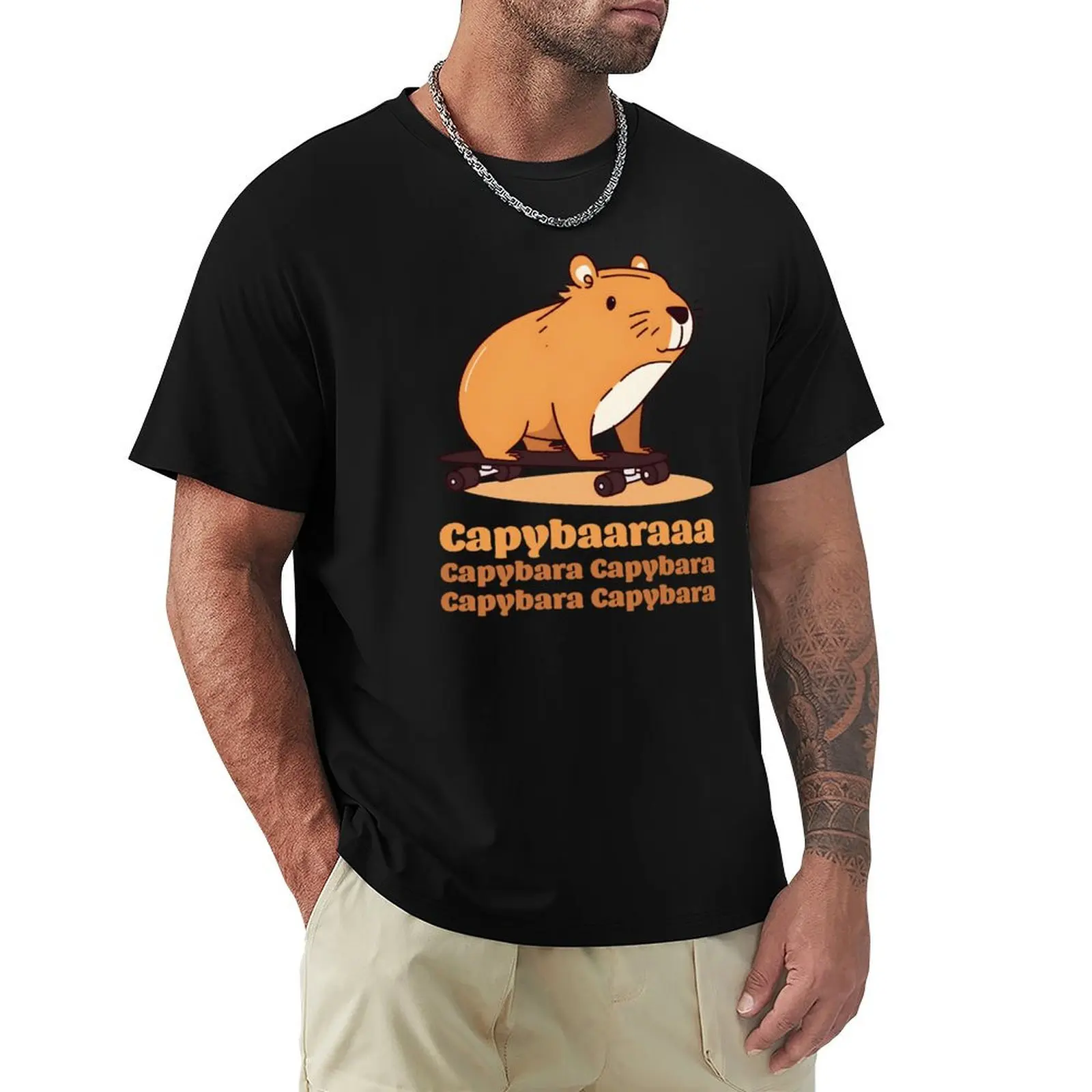 

Capybara on Skateboard - A Playful and Iconic Internet Meme T-Shirt quick drying basketball graphic tees mens designer clothes