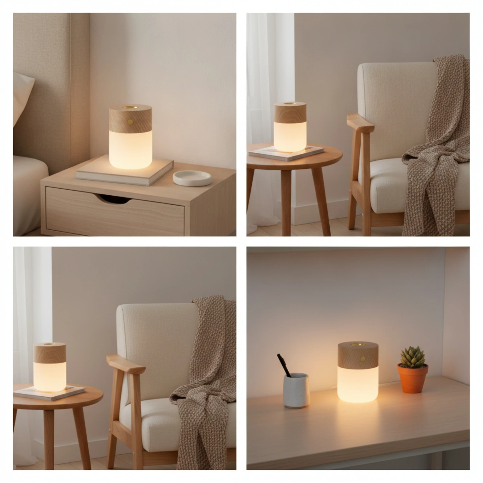 Fungus Night Light Wood-Grain Fungus Lamp LED Night Light Compact Small Bedside Lamp Ambient for Bedroom, Desk