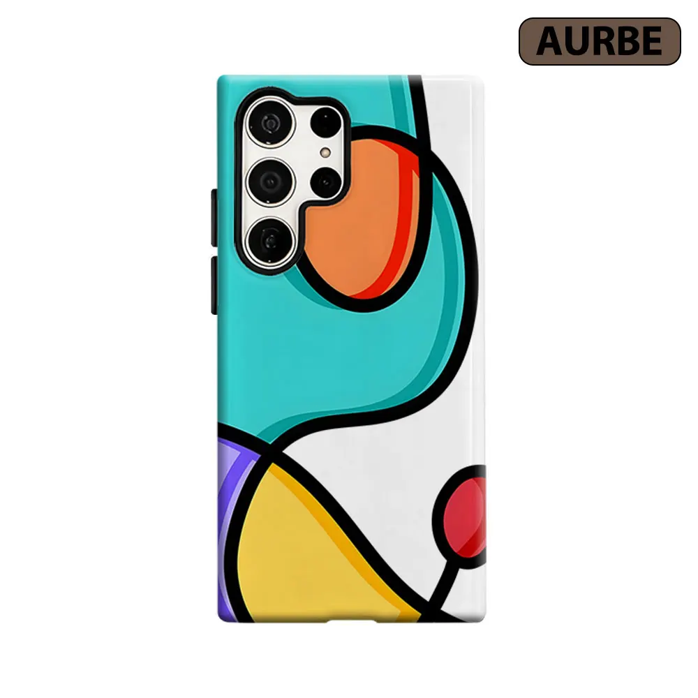 Cartoon Color Blocks Phone Case For Samsung Galaxy S26 S25 S24 S23 Ultra Plus HD Hard Double Layer Film Cover