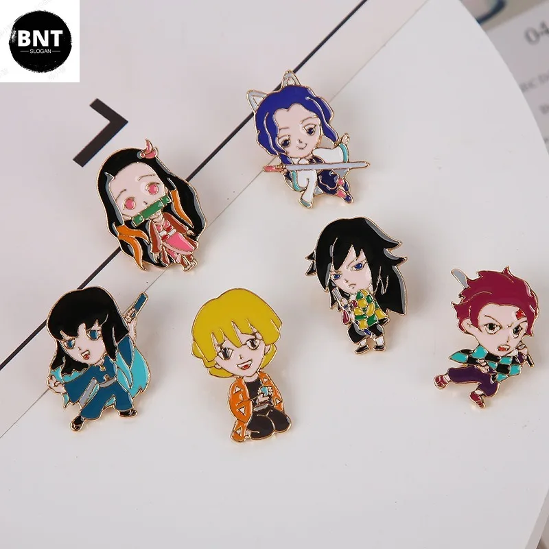 

Demon Slayer Cartoon Broochs Anime Action Figures Kamado Nezuko Tanjirou Hashibira Inosuke Q Figurals Clothings Decoration Gifts