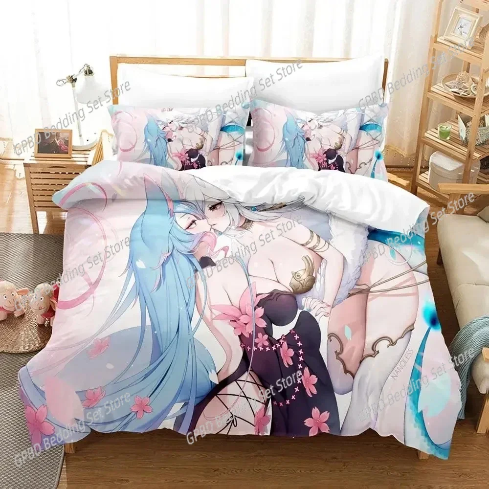 

Anime Sexy Girls Silvervale Comfortable Duvet Quilt Cover Pillowcase Bedding Set Children Bedroom Decoration Home Textile