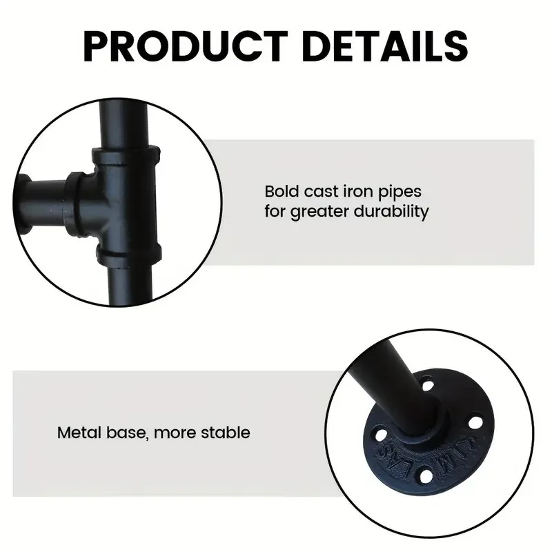 Industrial Windbreaker Rack Floating DIY Wall Mounted Rural Retro Clothing Pole Multifunctional Iron Water Pipe Hat Coat Racks