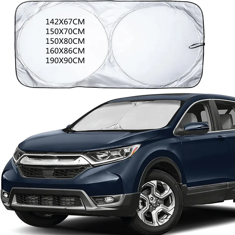 

Car Windshield Sun Shade with Storage Pouch | Durable Material Car Sun Visor ,Sun Heat Protection | Car Interior Accessories