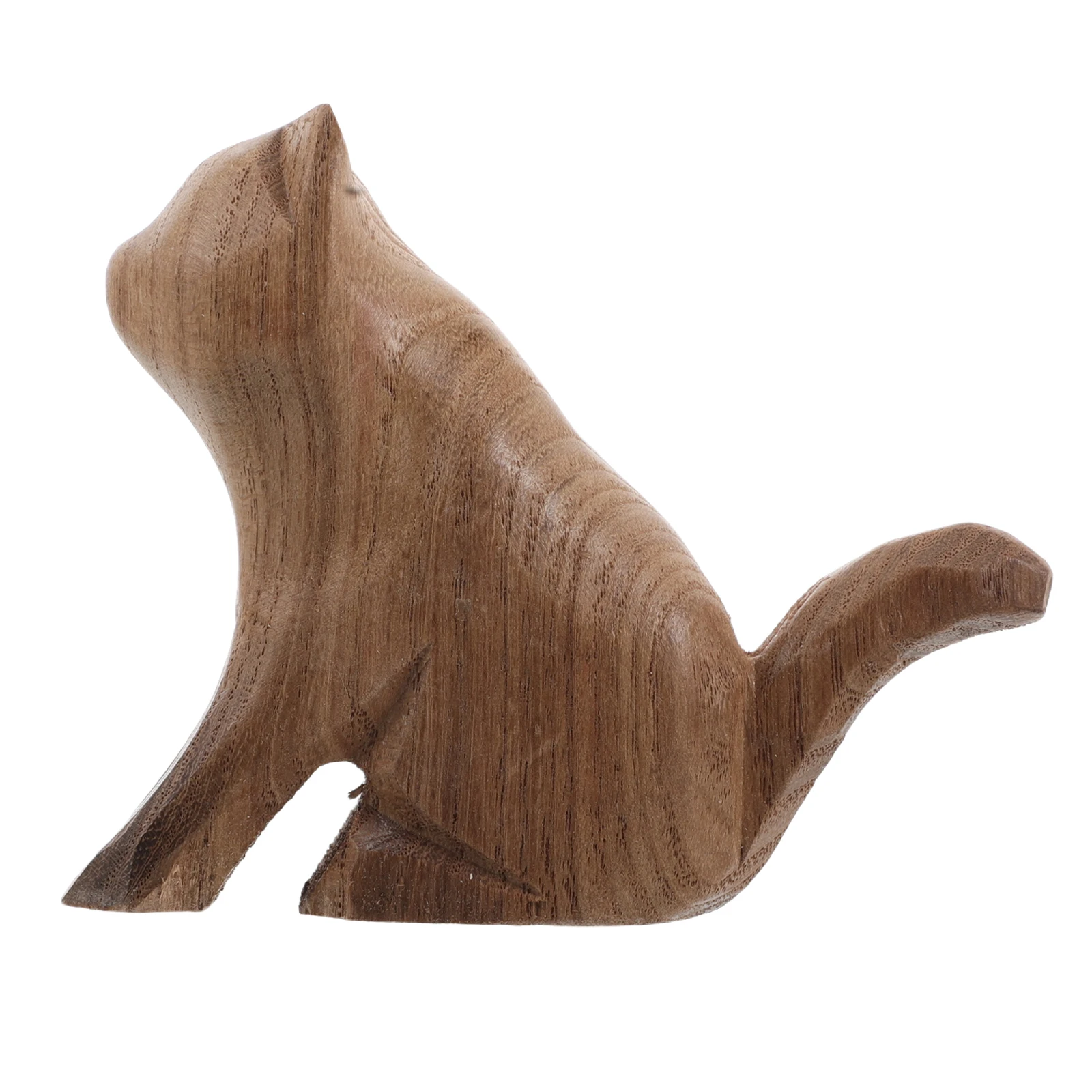 

Wooden Carved Mini Statues Home Decor Animal Carvings Desk Ornaments Kitten Kitten Ornament Sculptures