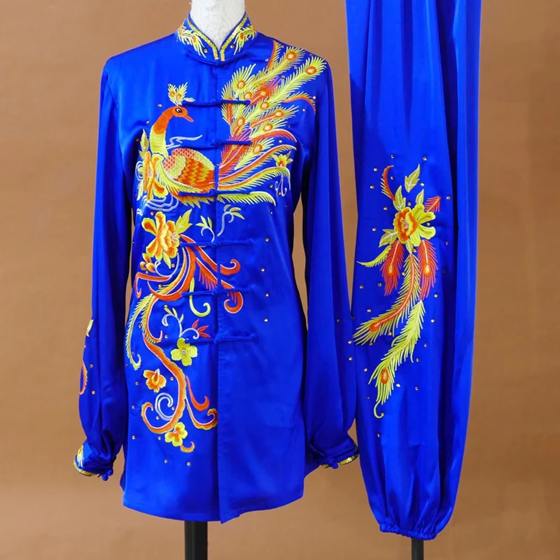 Spring Summer Phoenix Embroidery Tai Chi Uniform Mid-Length Qigong Dance Team Competition Performance Suit New Custom Men Women