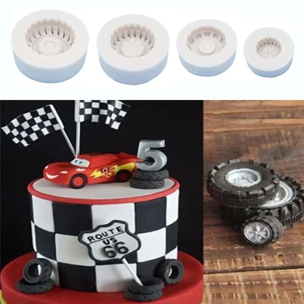 1/4Pcs Round Wheel Shape Cake Mold Multisize Silicone Candy Mould Fondant Making Accessories 3D Chocolate Bakeware