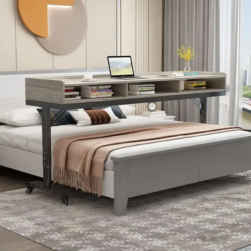 Mobile cross-bed desk with drawers bedroom lazy bedside work office operation table bed against the wall writing desk