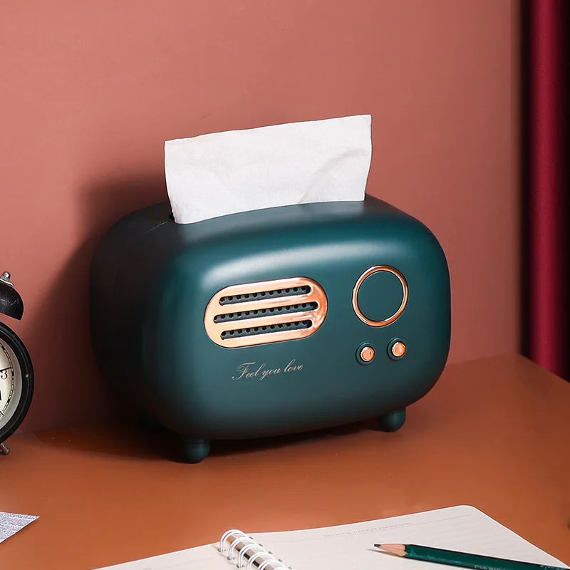 

Retro Radio Model Tissue Box Desktop Paper Holder Home Living Room Tissue Box Case Vintage Dispenser Storage Napkin Case