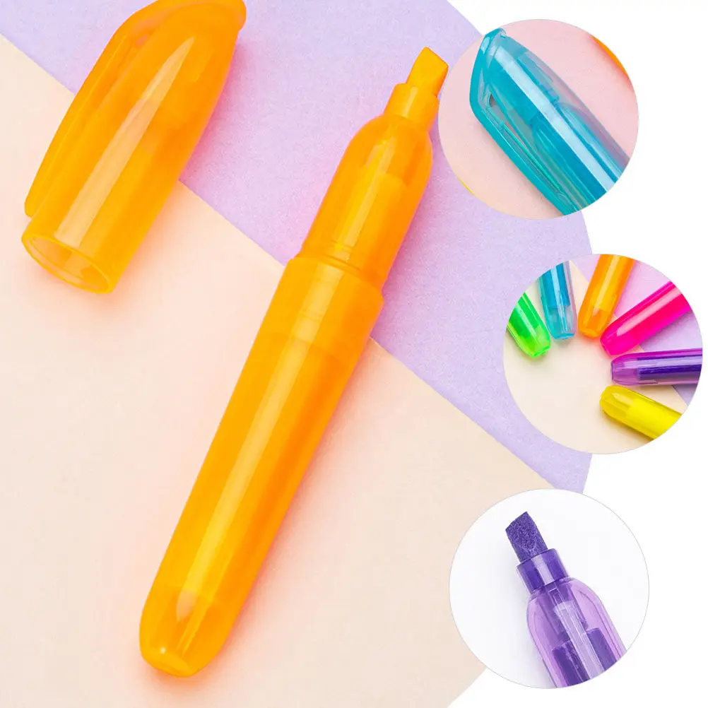 

6pcs Colorful Highlighter Pens Compact Design Long-Lasting Ink Smooth Writing Portable Marking Pens For School Office Journaling