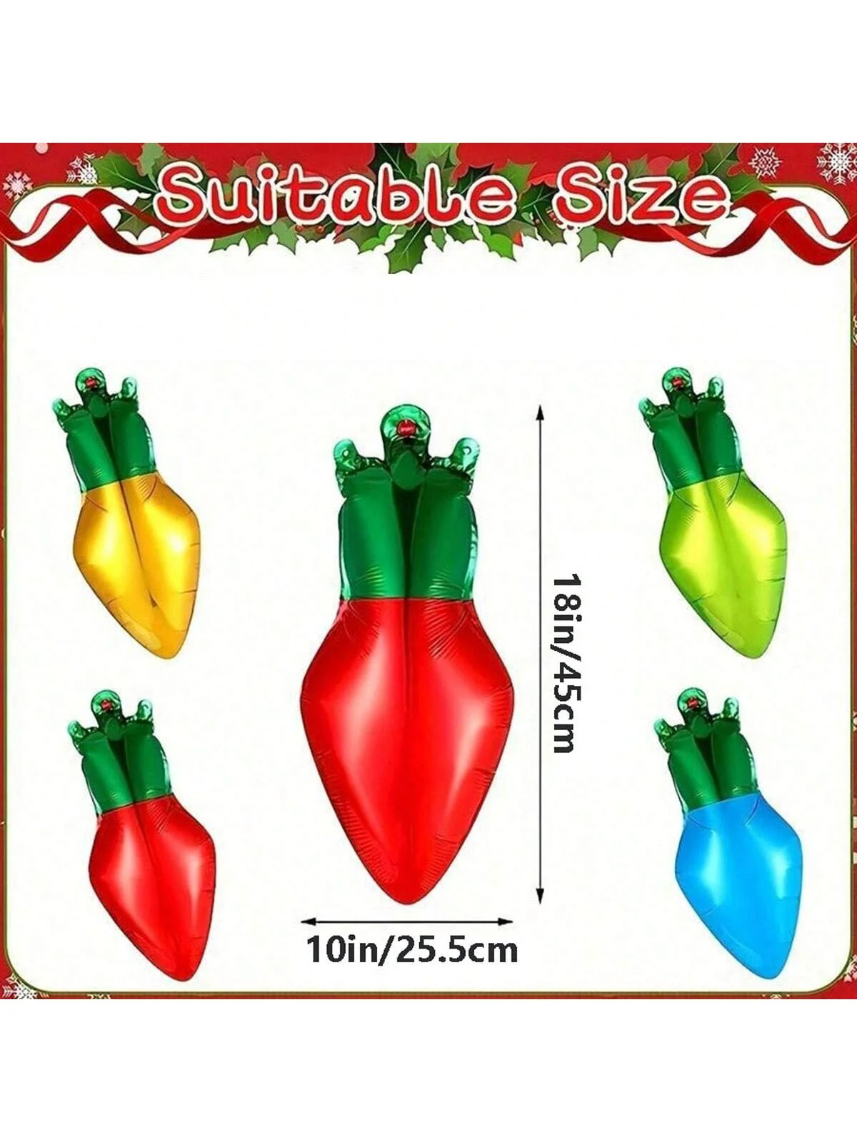 12 Stück festliche Cartoon-Folienballons mit Glühbirnen-Design – perfekt für Weihnachtsbaum, Partydekoration, Weihnachtsveranstaltungen und Versammlungen – Detail 1