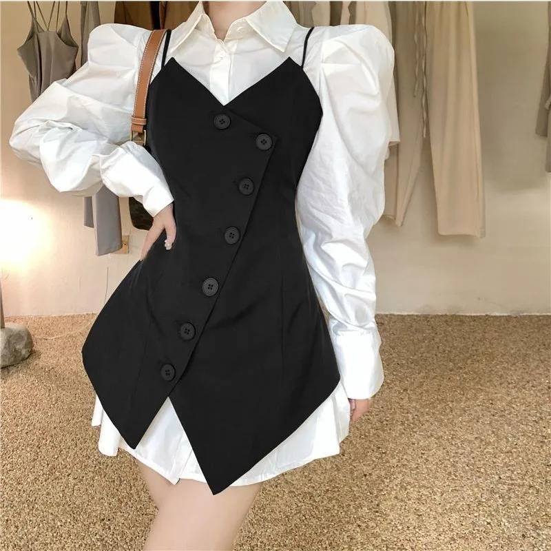 Costume femme automne taille minceur gilet irrégulier mi-long Niche tempérament costume